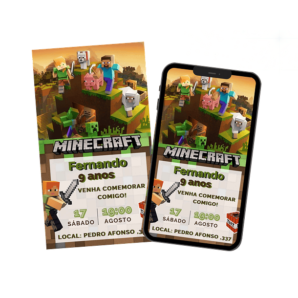 Convite Digital Personalizado e Interativo Minecraft