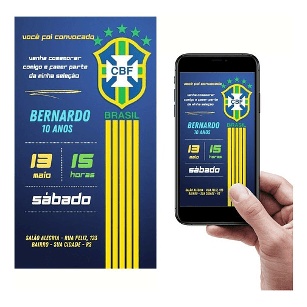 Convite Digital Futebol Brasil Animado Ou Interativo  1