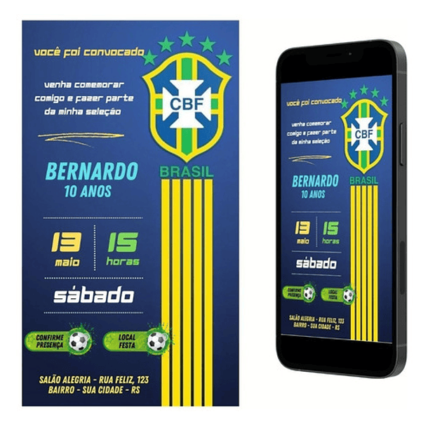 Convite Digital Futebol Brasil Animado Ou Interativo  2