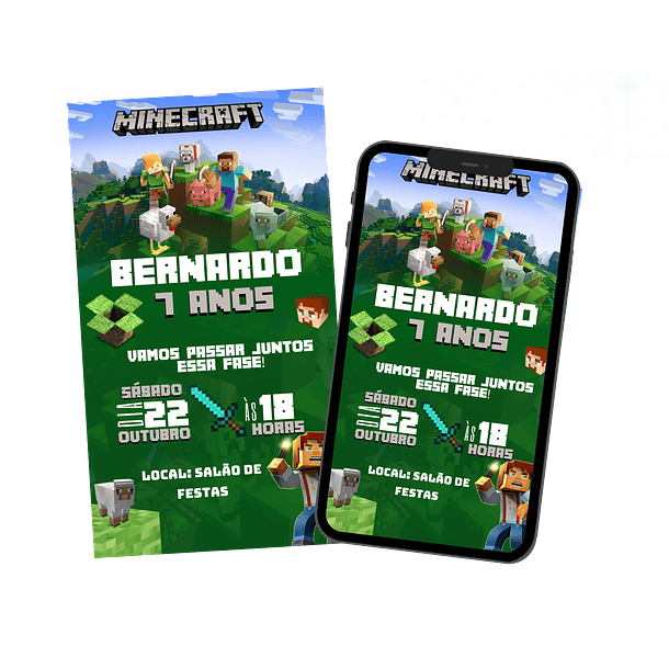 Convite Digital Personalizado e Interativo Minecraft