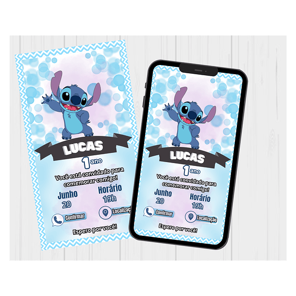 Convite Digital Personalizado e Interativo Lilo e Stitch 