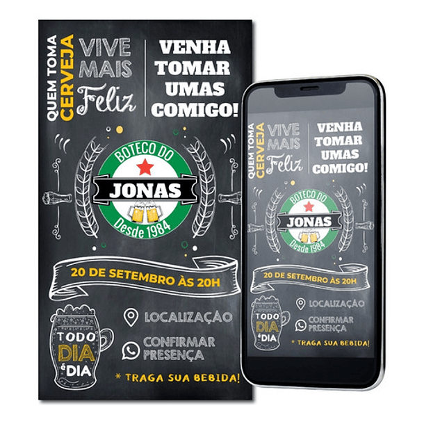 Convite Digital Chalkboard Boteco 41