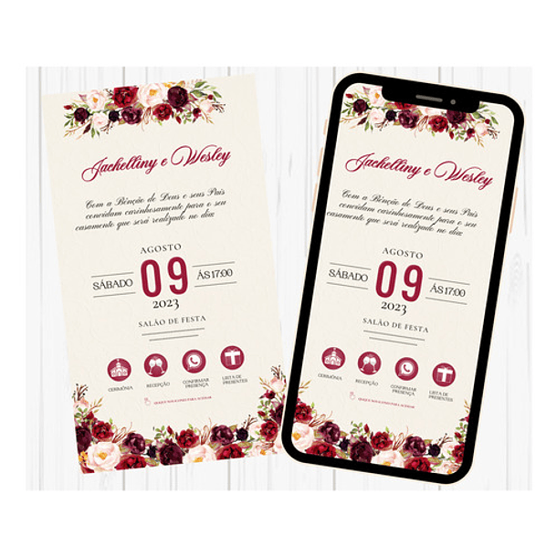 Convite Casamento Digital Interativo Tons De Rose 2