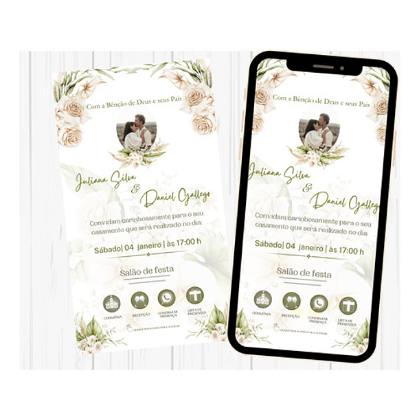 Convite Casamento Digital Interativo Tons De Rose 5