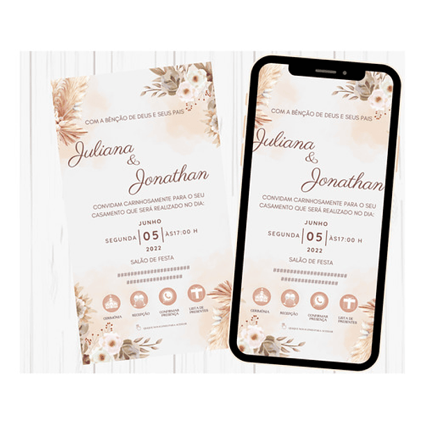 Convite Casamento Digital Interativo Tons De Rose 8
