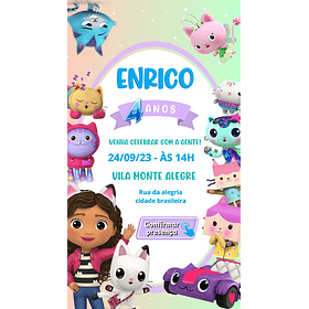 Convite Digital A Casa Mágica Da Gabby Whats Personalizado