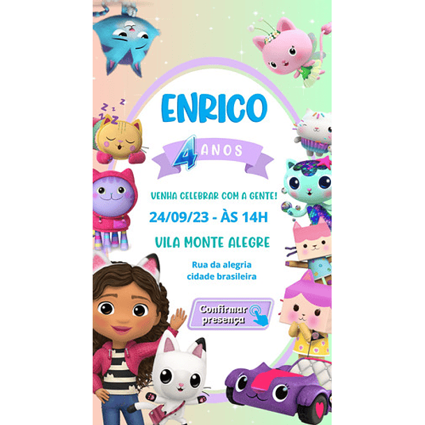 Convite Digital A Casa Mágica Da Gabby Whats Personalizado