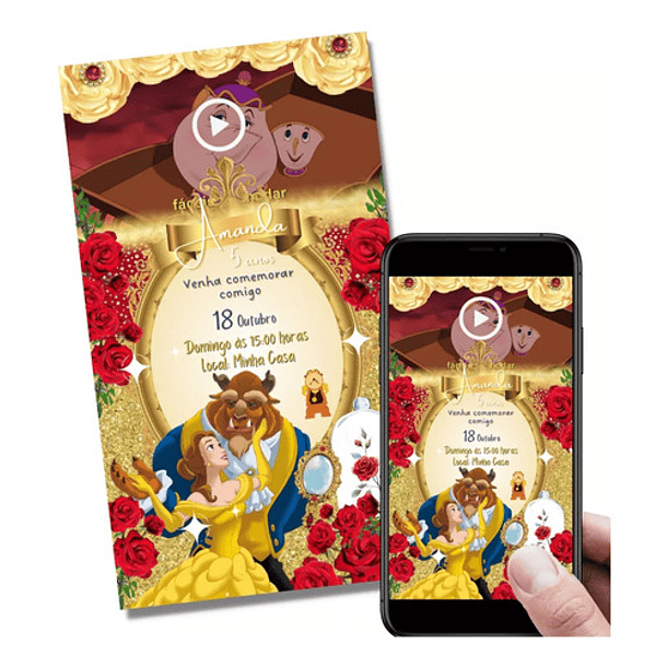 Convite Em Vídeo A Bela E A Fera Animado Com Música 1