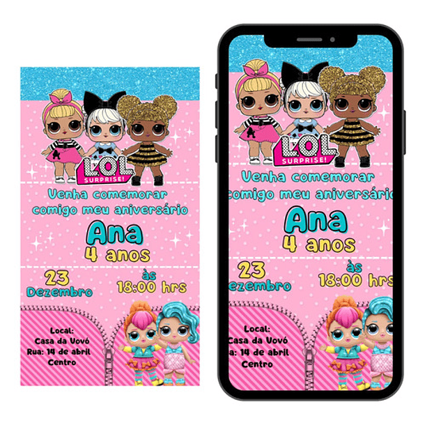 Convite Digital Virtual Aniversário Lol Surprise  1