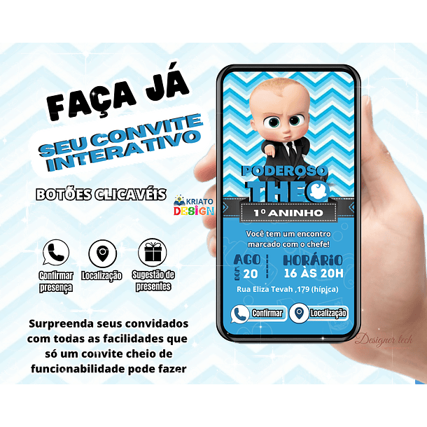 Convite Digital Personalizado e Interativo  O Poderoso Chefinho