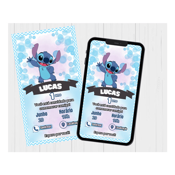Convite Digital Lilo E Stitch Whatsappp Virtual Online 5