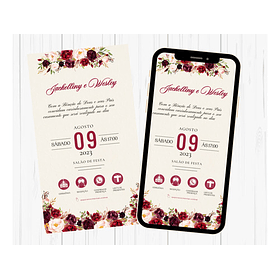 Convite Digital Interativo Casamento Marsala