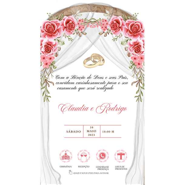 Convite Digital Interativo Casamento Com Botões Direcionais 11