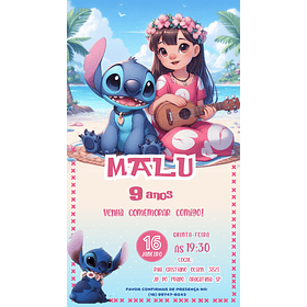 Convite Digital Lilo e Stitsh PNG  