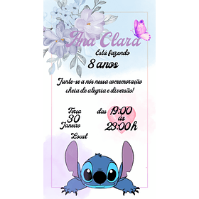 Convite Digital Stitch PNG 