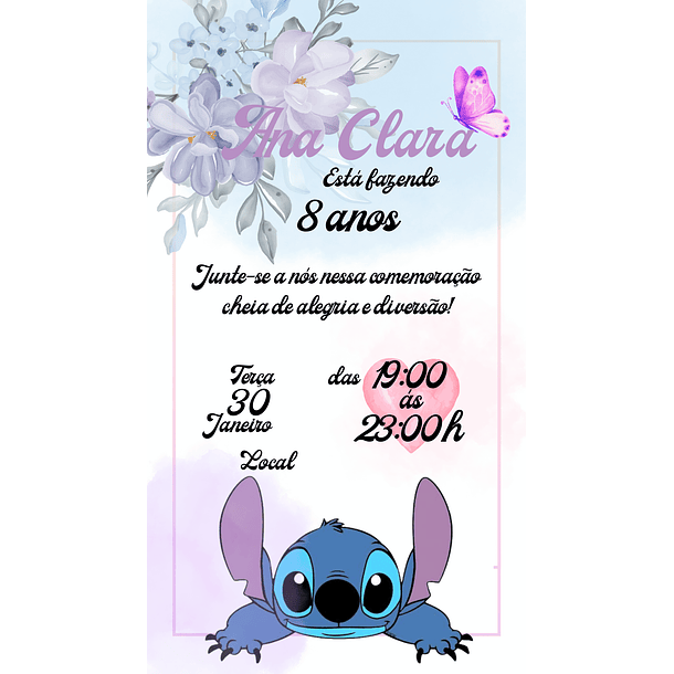 Convite Digital Stitch PNG 