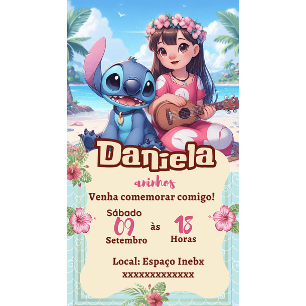 Convite Digital  Lilo e Stitch PNG 02