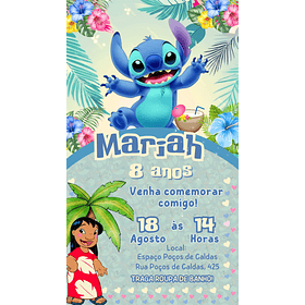 Convite Digital  Lilo e Stitch  PNG    