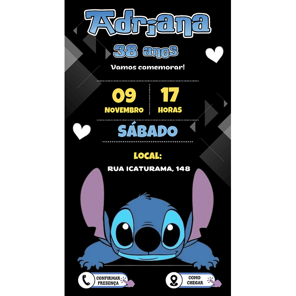 Convite Digital Personalizado e Interativo Lilo e Stitch 01