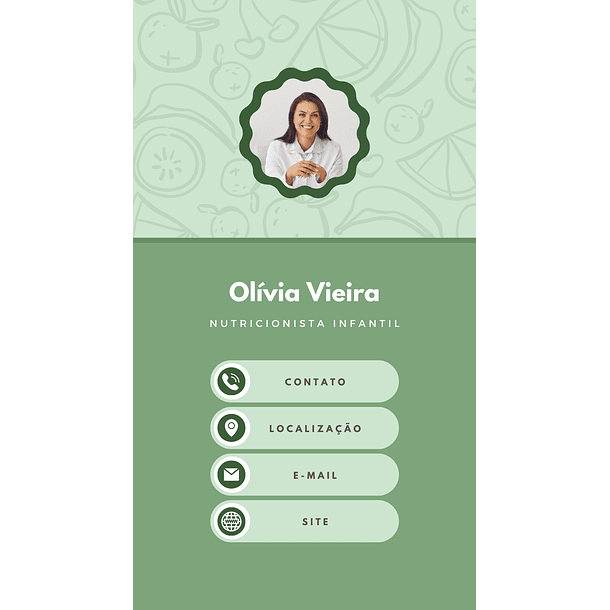 Cartão de Visita Interativo Digital Nutricionista Infantil