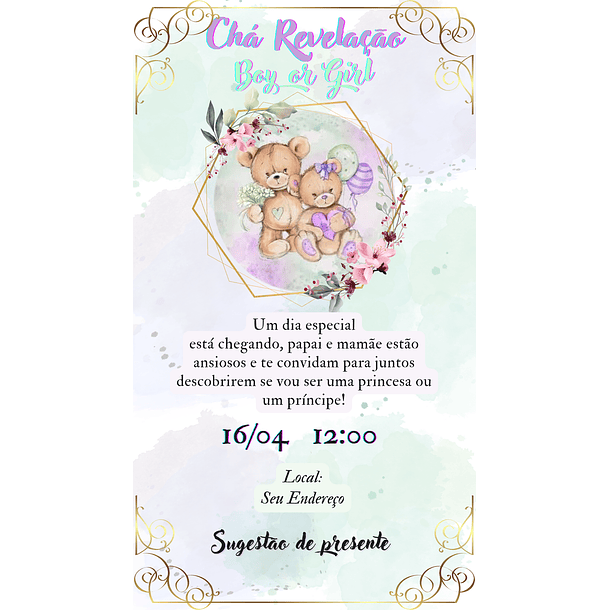 Convites Digitais Chá Revelação 8