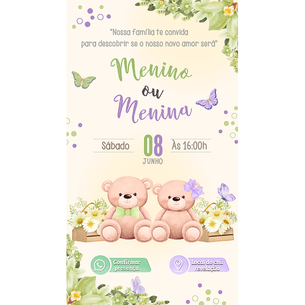 Convites Digitais Chá Revelação intrrativo 27