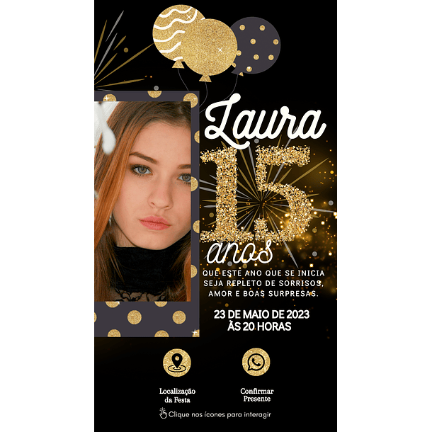 Convite Digital Personalizado e Interativo 15 anos
