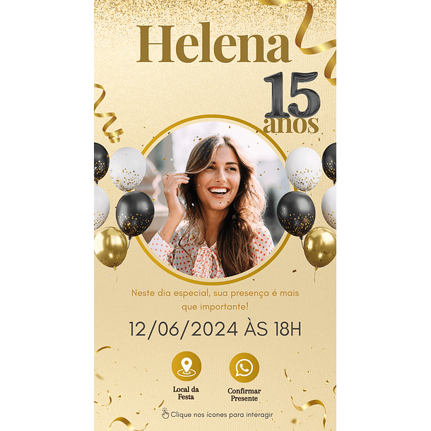Convite Digital Personalizado e Interativo 15 anos   