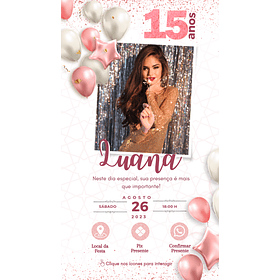 Convite Digital Personalizado e Interativo 15 anos  