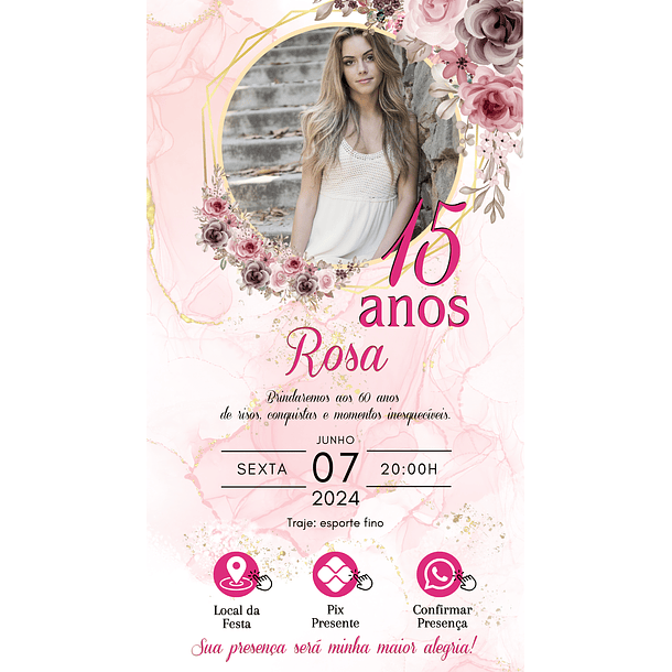 Convite Digital Personalizado e Interativo 15 anos   