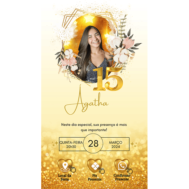 Convite Digital Personalizado e Interativo 15 anos   