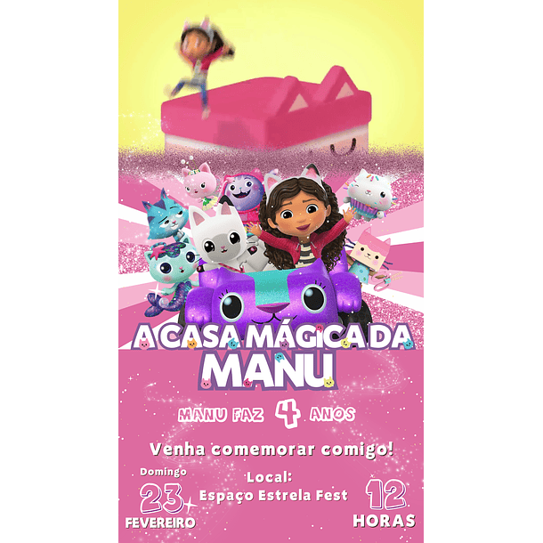  Convite Digital com Vídeo A casa Mágica da Gabi