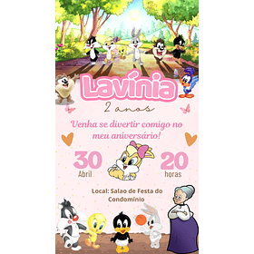  Convite Digital com Vídeo – Looney Tunes O7