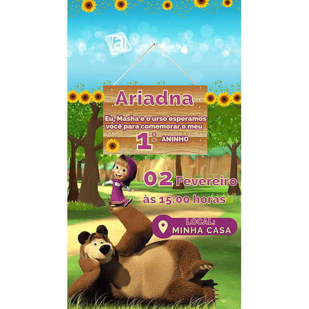  Convite Digital com Vídeo  - Vídeo Mascha e Urso 3