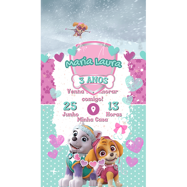  Convite Digital com Vídeo - Patrulha Canina Menina 04
