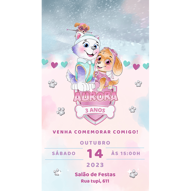  Convite Digital com Vídeo - Patrulha Canina Menina 05