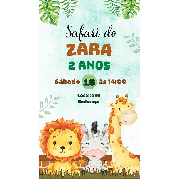 Convite Digital Safari Menino 3