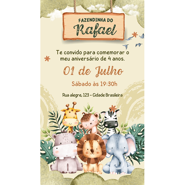 Convite Digital Safari Menino 4