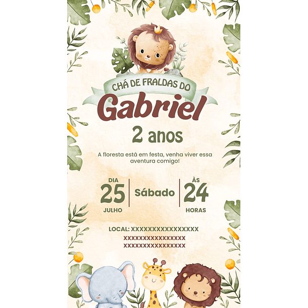 Convite Digital Safari Menino 6