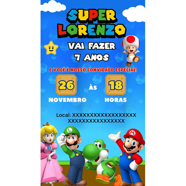 Convite Digital Super Mario
