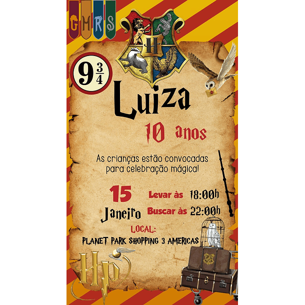 Convite Digital Harry Potter