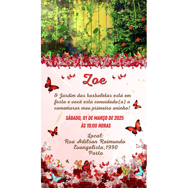  Convite Digital com Vídeo  Jardim das Borboletas