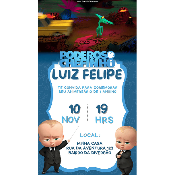  Convite Digital com Vídeo O Poderoso Chefinho 
