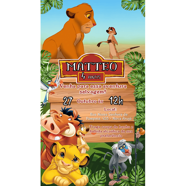  Convite Digital com Vídeo  Rei Leão Animado 02