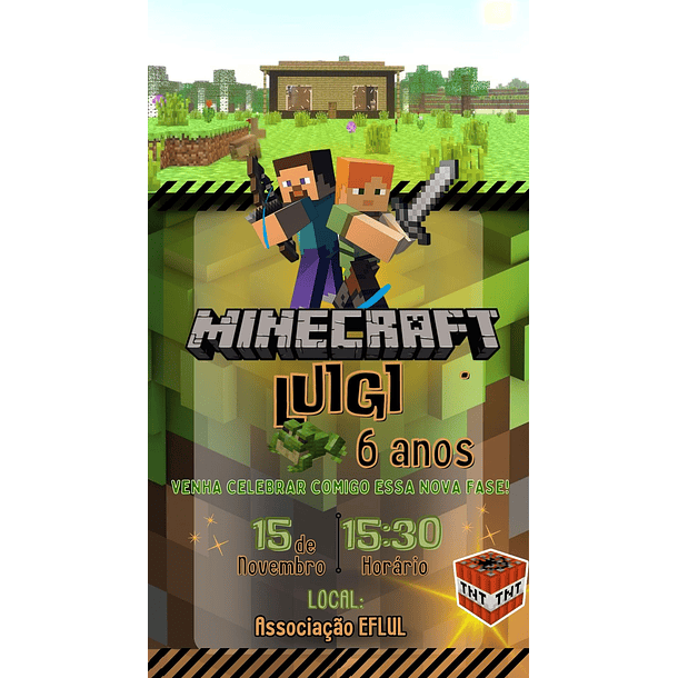   Convite Digital com Vídeo  Minecraft 02
