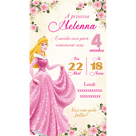 Convite Aniversário Digital Virtual Bela Adormecida