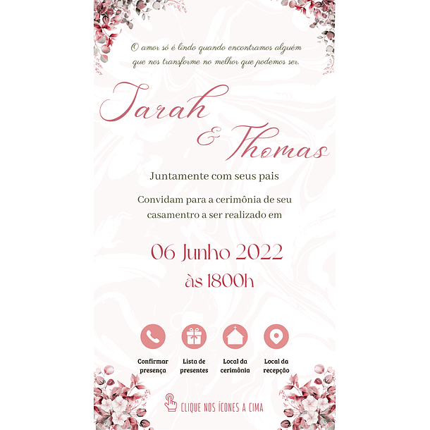 Convite Digital Interativo Casamento Com Botões Direcionais  