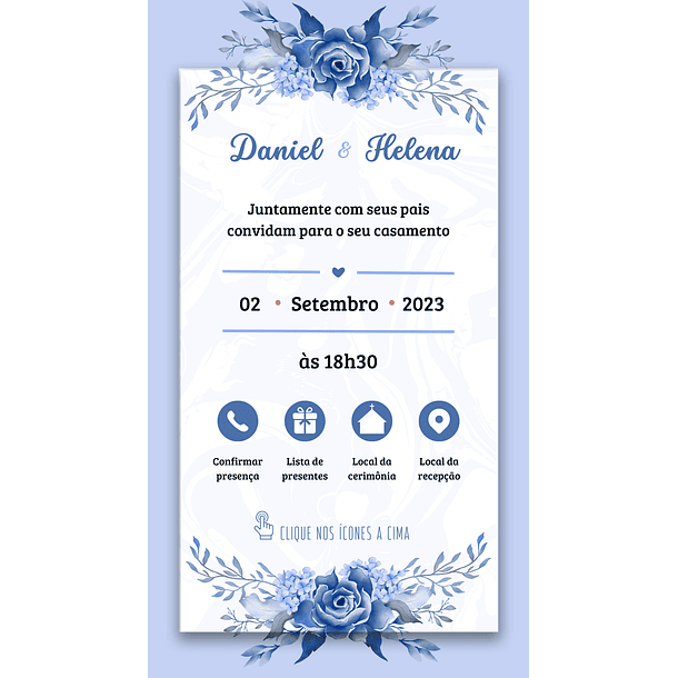 Convite Digital Interativo Casamento Com Botões Direcionais 