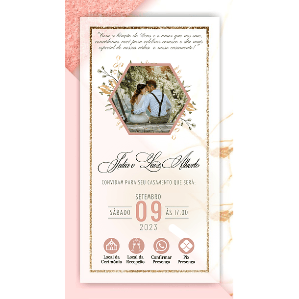 Convite Digital Interativo Casamento Com Botões direcionais 