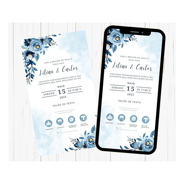 Convite Digital Interativo Casamento Com Botões direcionais 
